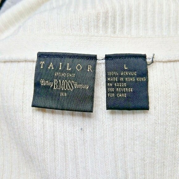 Tailor B. Moss Cardigan Sweater Women Large White Vintage Style Knit Button Up - Picture 6 of 6